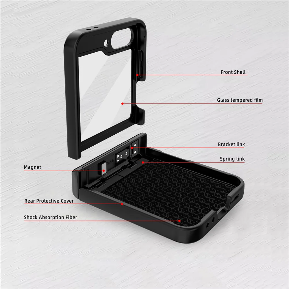 For Samsung Galaxy Z Flip7 FE 5G / Z Flip6 5G Case Twill Texture Magnetic Spring Hinge Kickstand PC Phone Cover with Screen / Lens Film - Blue - Image 8