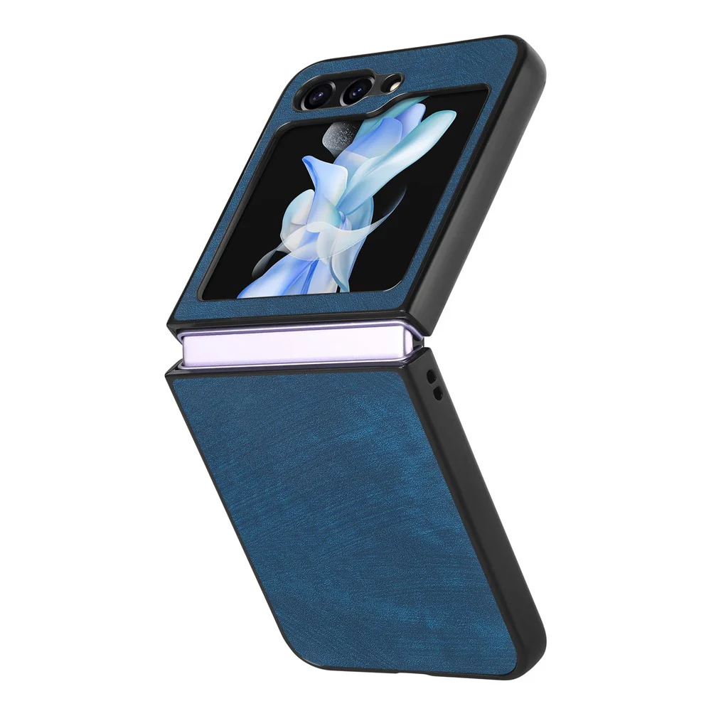 For Samsung Galaxy Z Flip7 FE 5G / Z Flip6 5G Case Vintage Leather+PC Slim Fit Phone Cover - Blue - Image 3