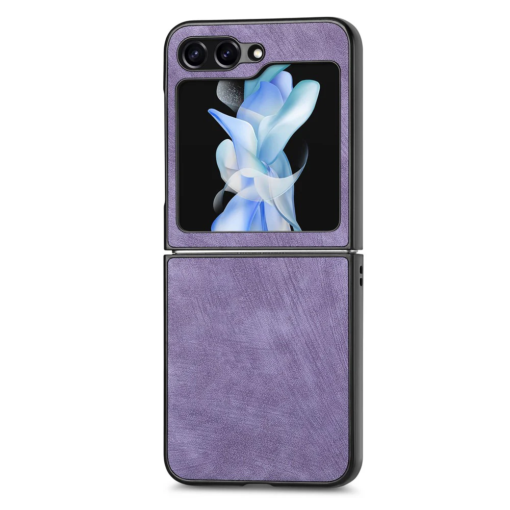 For Samsung Galaxy Z Flip7 FE 5G / Z Flip6 5G Case Vintage Leather+PC Slim Fit Phone Cover - Purple - Image 2
