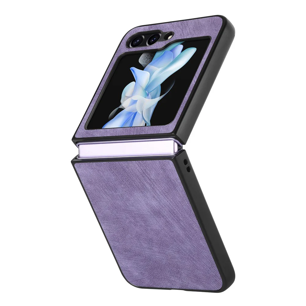 For Samsung Galaxy Z Flip7 FE 5G / Z Flip6 5G Case Vintage Leather+PC Slim Fit Phone Cover - Purple - Image 3