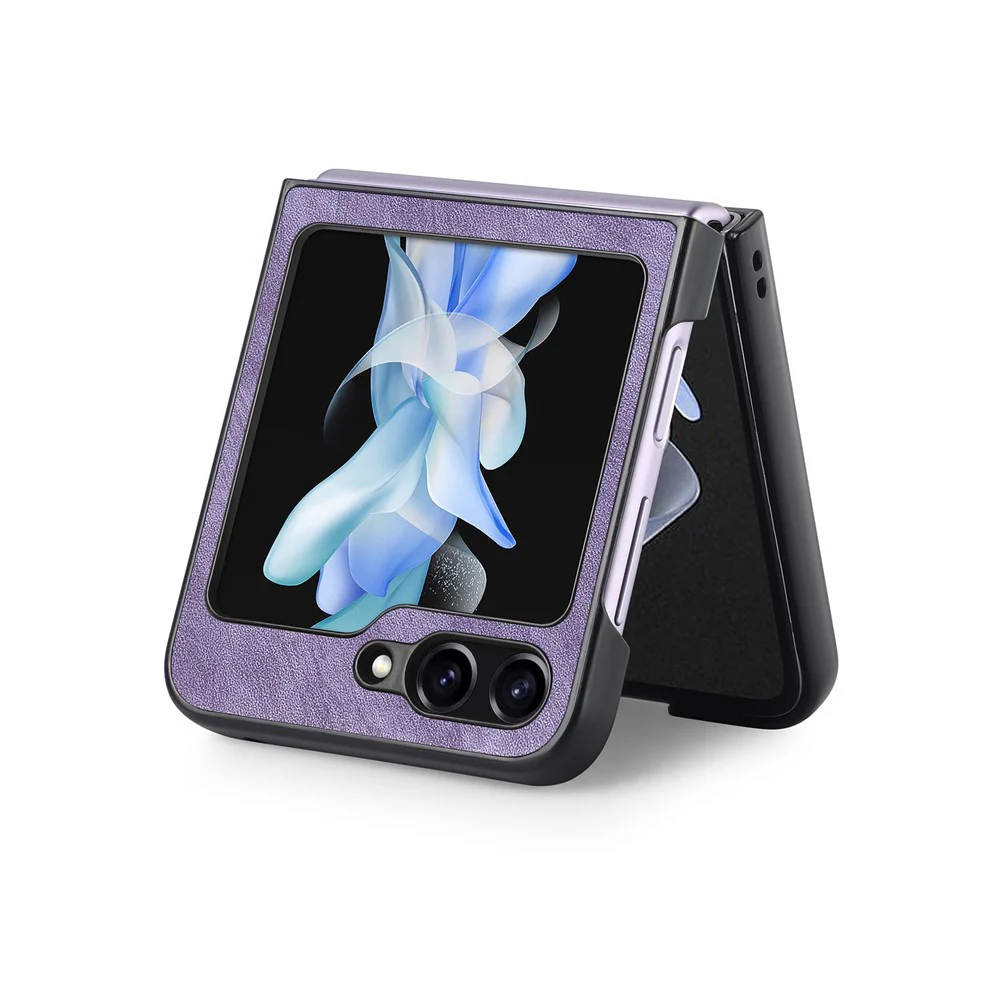 For Samsung Galaxy Z Flip7 FE 5G / Z Flip6 5G Case Vintage Leather+PC Slim Fit Phone Cover - Purple - Image 4