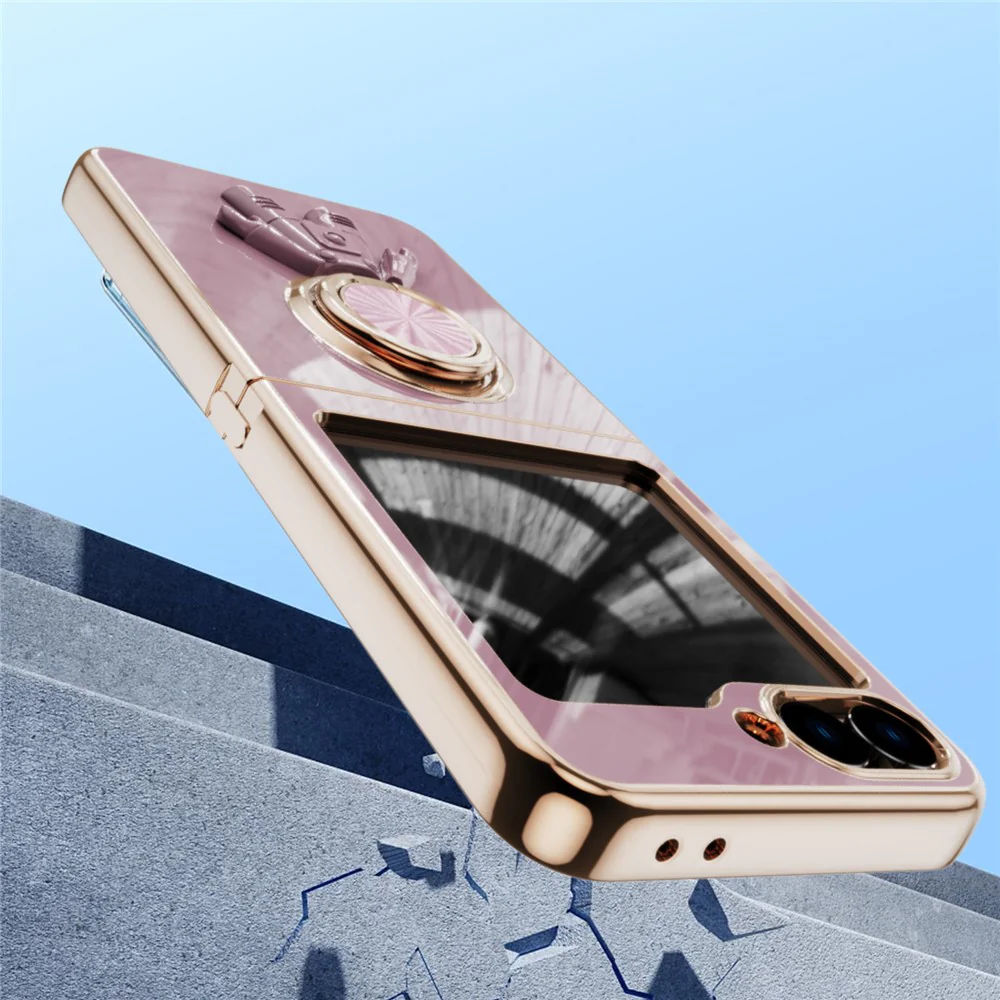 For Samsung Galaxy Z Flip7 FE 5G / Z Flip6 5G Case with Astronaut Ring Kickstand 6D Electroplating TPU Phone Cover - Purple - Image 3