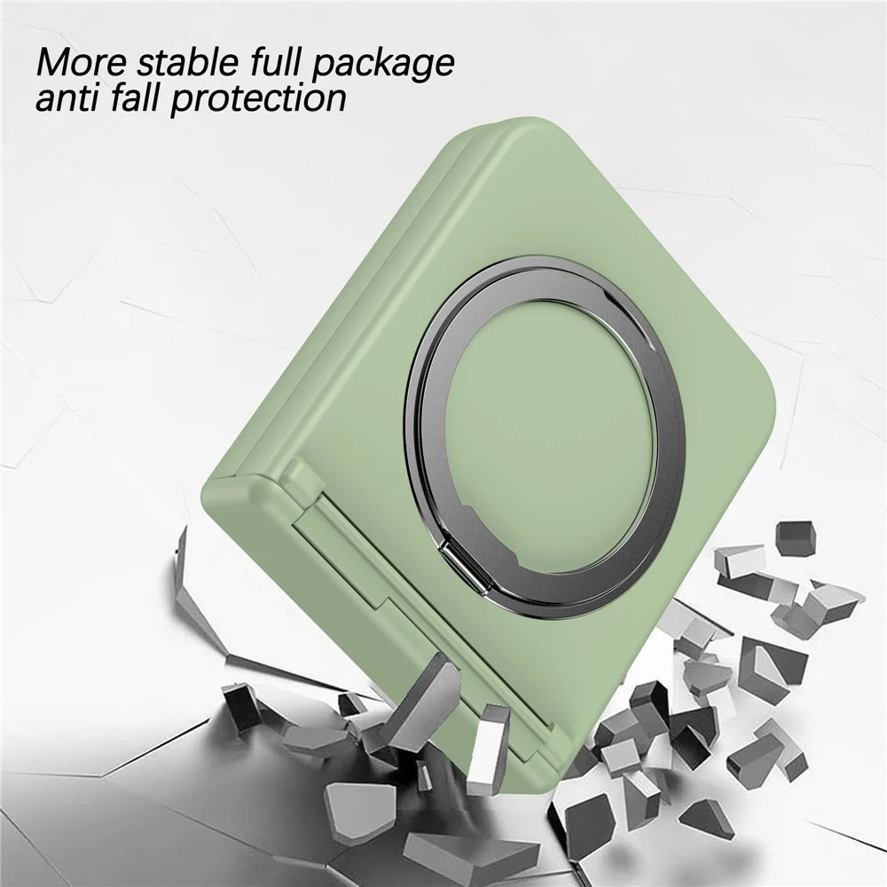 For Samsung Galaxy Z Flip7 FE 5G / Z Flip6 5G Case with Magnetic Kickstand Spring Hinge PC Folding Phone Cover - Light Green - Image 4