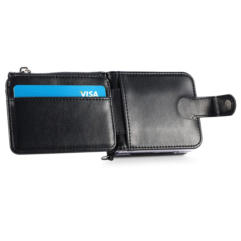 For Samsung Galaxy Z Flip7 FE 5G / Z Flip6 5G Case Zipper Card Holder Leather Phone Cover with Long Strap - Black - Image 7