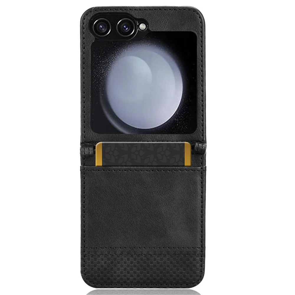 For Samsung Galaxy Z Flip7 FE 5G / Z Flip6 5G Cover Retro Texture One-Piece Design PU Leather+PC Phone Case Shell with Card Slot - Black - Image 4