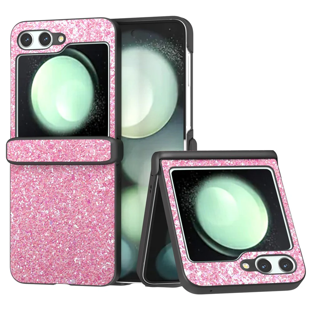 For Samsung Galaxy Z Flip7 FE 5G / Z Flip6 5G Easy Folding Wholesale Phone Case PC+PU Leather Phone Shell - Pink
