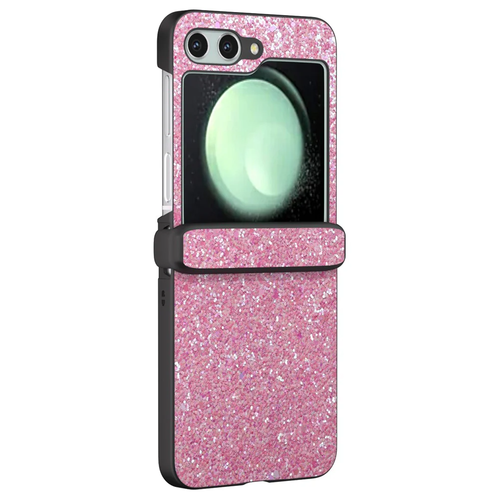 For Samsung Galaxy Z Flip7 FE 5G / Z Flip6 5G Easy Folding Wholesale Phone Case PC+PU Leather Phone Shell - Pink - Image 2