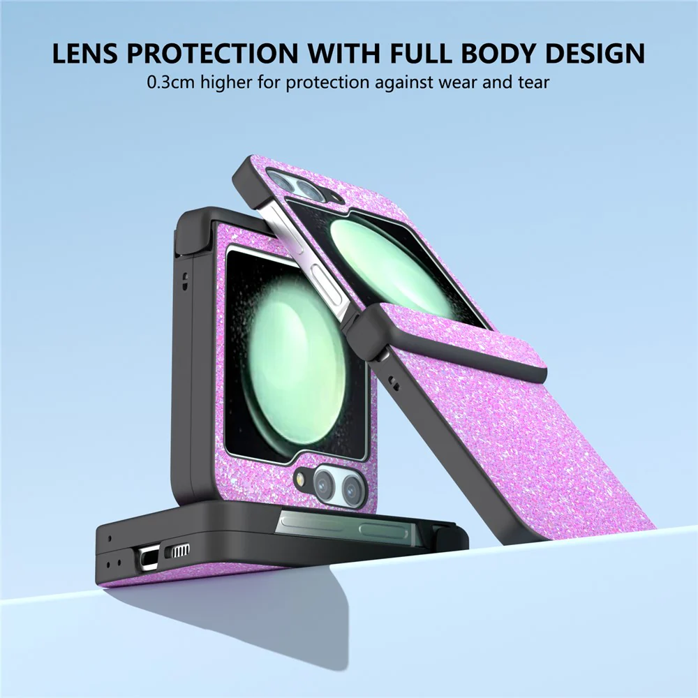 For Samsung Galaxy Z Flip7 FE 5G / Z Flip6 5G Easy Folding Wholesale Phone Case PC+PU Leather Phone Shell - Pinkish Purple - Image 5