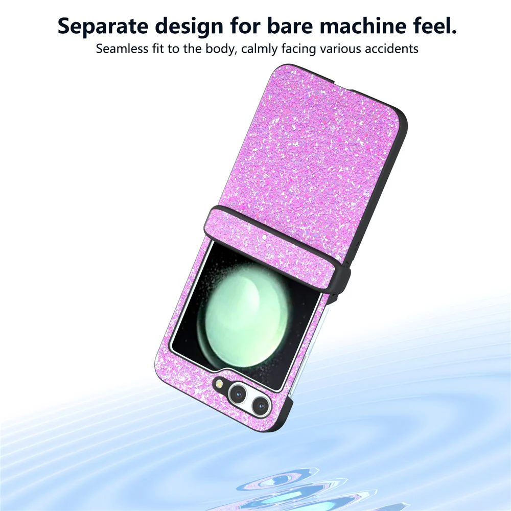 For Samsung Galaxy Z Flip7 FE 5G / Z Flip6 5G Easy Folding Wholesale Phone Case PC+PU Leather Phone Shell - Pinkish Purple - Image 6
