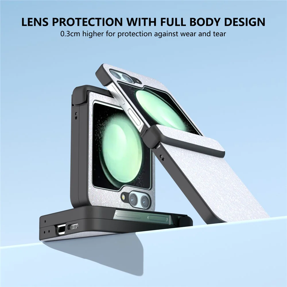 For Samsung Galaxy Z Flip7 FE 5G / Z Flip6 5G Easy Folding Wholesale Phone Case PC+PU Leather Phone Shell - White - Image 5