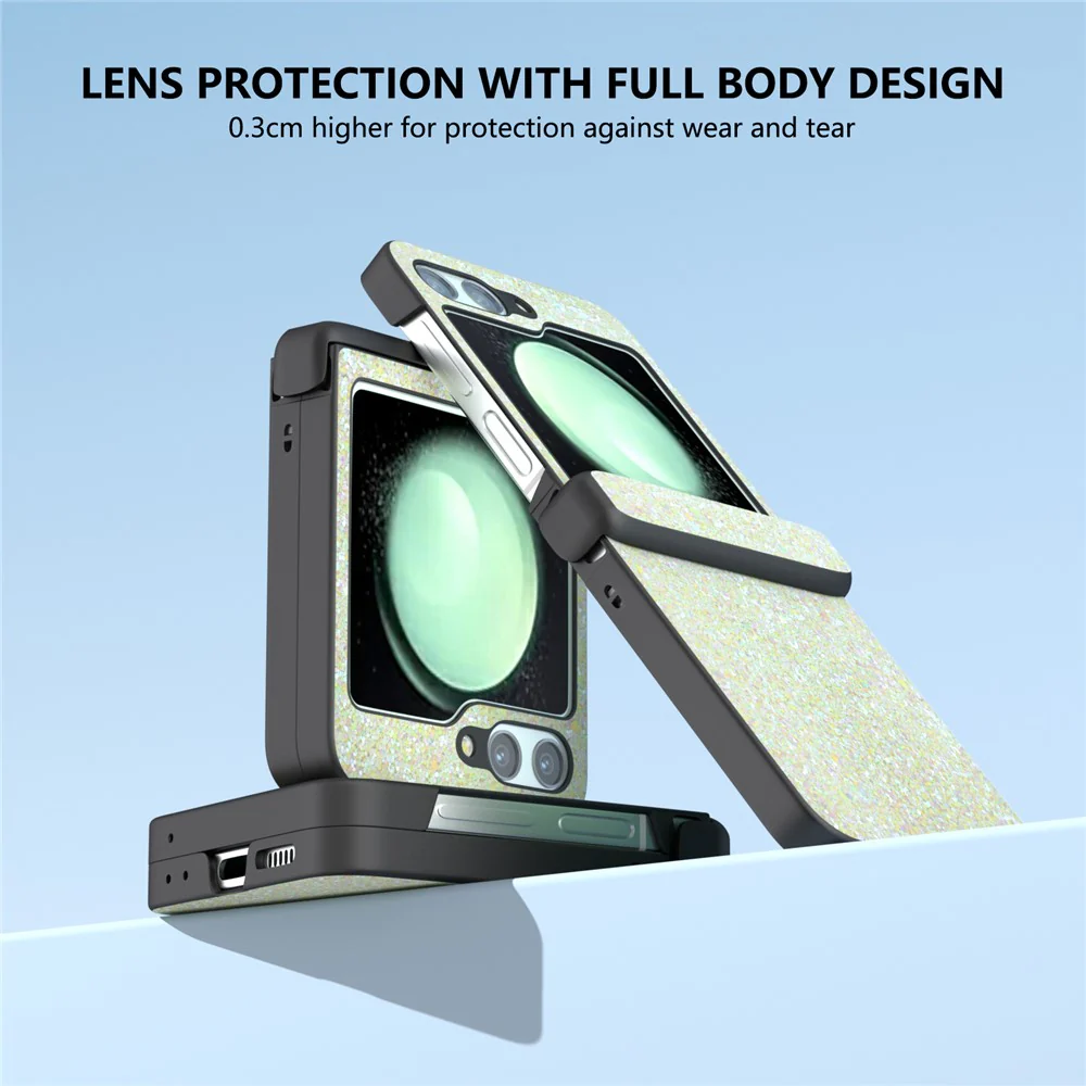 For Samsung Galaxy Z Flip7 FE 5G / Z Flip6 5G Easy Folding Wholesale Phone Case PC+PU Leather Phone Shell - Yellow - Image 5