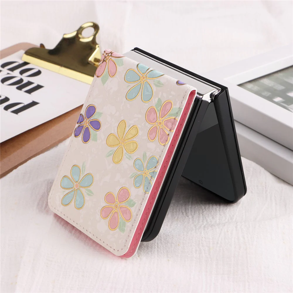For Samsung Galaxy Z Flip7 FE 5G / Z Flip6 5G / Flip5 5G Case Flower Pattern PU+TPU Phone Cover Card Slots - Flowers - Image 5