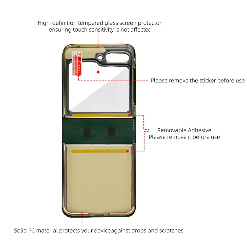 For Samsung Galaxy Z Flip7 FE 5G / Z Flip6 5G Kickstand Case Flower Pattern Leather+PC Phone Cover with Back Film - Green - Image 2