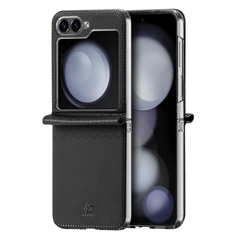 For Samsung Galaxy Z Flip7 FE 5G / Z Flip6 5G Magnetic Case DUX DUCIS Bril Series Leather+PC Phone Cover with Stand - Black - Image 2