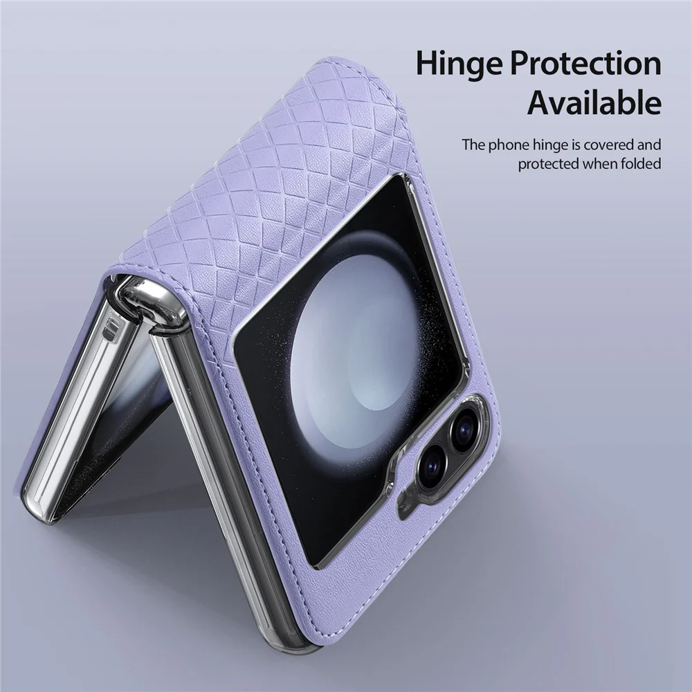 For Samsung Galaxy Z Flip7 FE 5G / Z Flip6 5G Magnetic Case DUX DUCIS Bril Series Leather+PC Phone Cover with Stand - Purple - Image 4