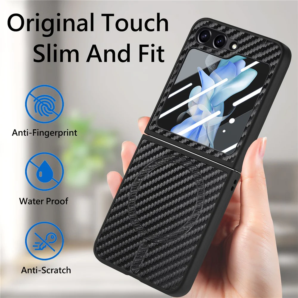 For Samsung Galaxy Z Flip7 FE 5G / Z Flip6 5G Magnetic Case Leather+PC Folding Phone Cover with Rear Screen Film - Black - Image 6