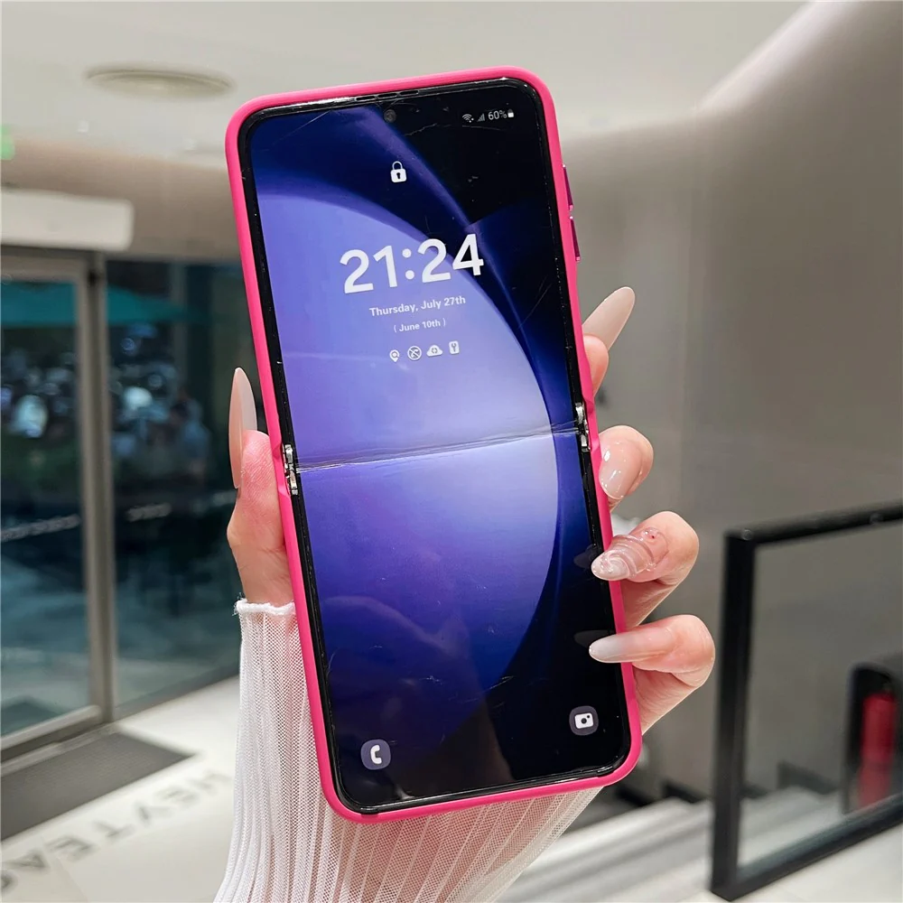 For Samsung Galaxy Z Flip7 FE 5G / Z Flip6 5G Magnetic Case Mirror Surface TPU + PC Shockproof Phone Cover - Rose - Image 2