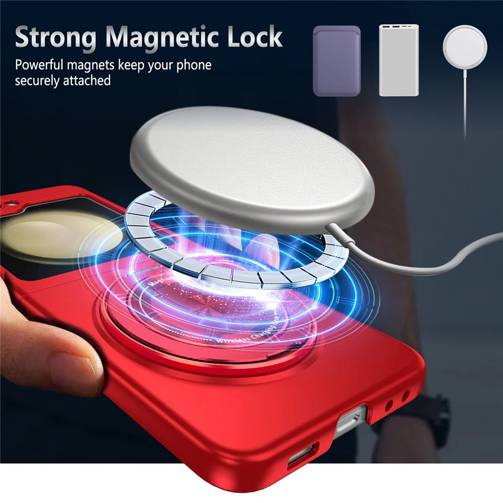 For Samsung Galaxy Z Flip7 FE 5G / Z Flip6 5G Magnetic Case Rotating Kickstand PC Hard Phone Cover - Red - Image 6