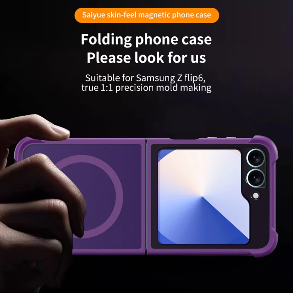 For Samsung Galaxy Z Flip7 FE 5G / Z Flip6 5G Magnetic Case Shockproof Matte PC + TPU Phone Cover - Black - Image 2