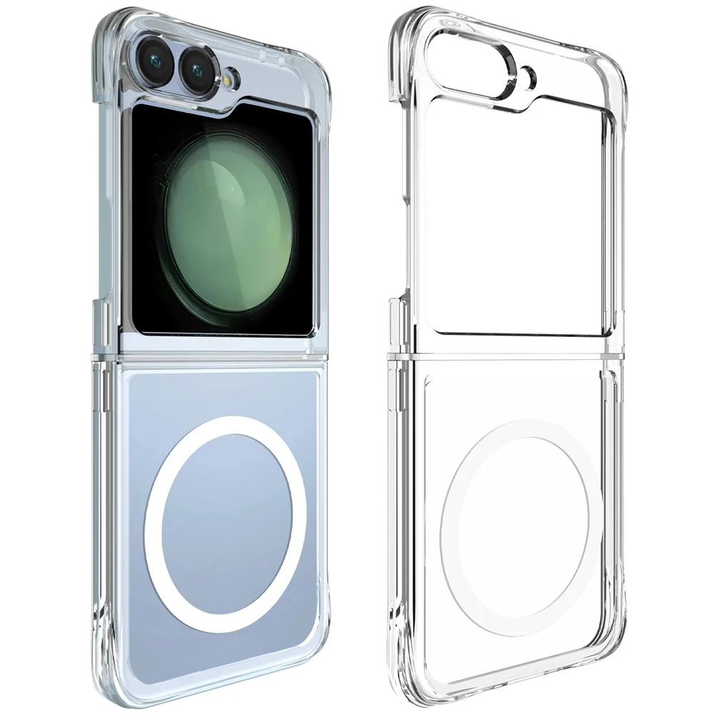 For Samsung Galaxy Z Flip7 FE 5G / Z Flip6 5G Magnetic Case Transparent TPU+PC Phone Cover