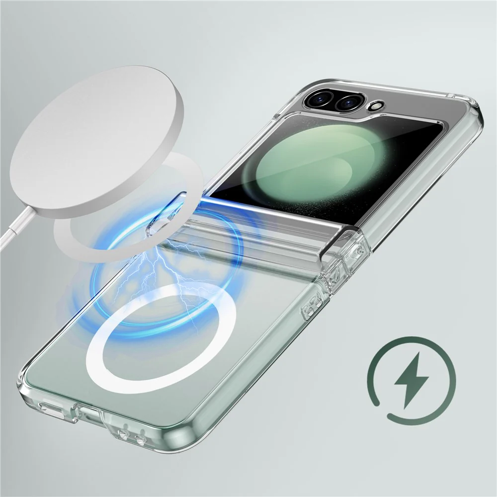 For Samsung Galaxy Z Flip7 FE 5G / Z Flip6 5G Magnetic Clear Case TPU+PC Airbag Protective Phone Cover - Image 7