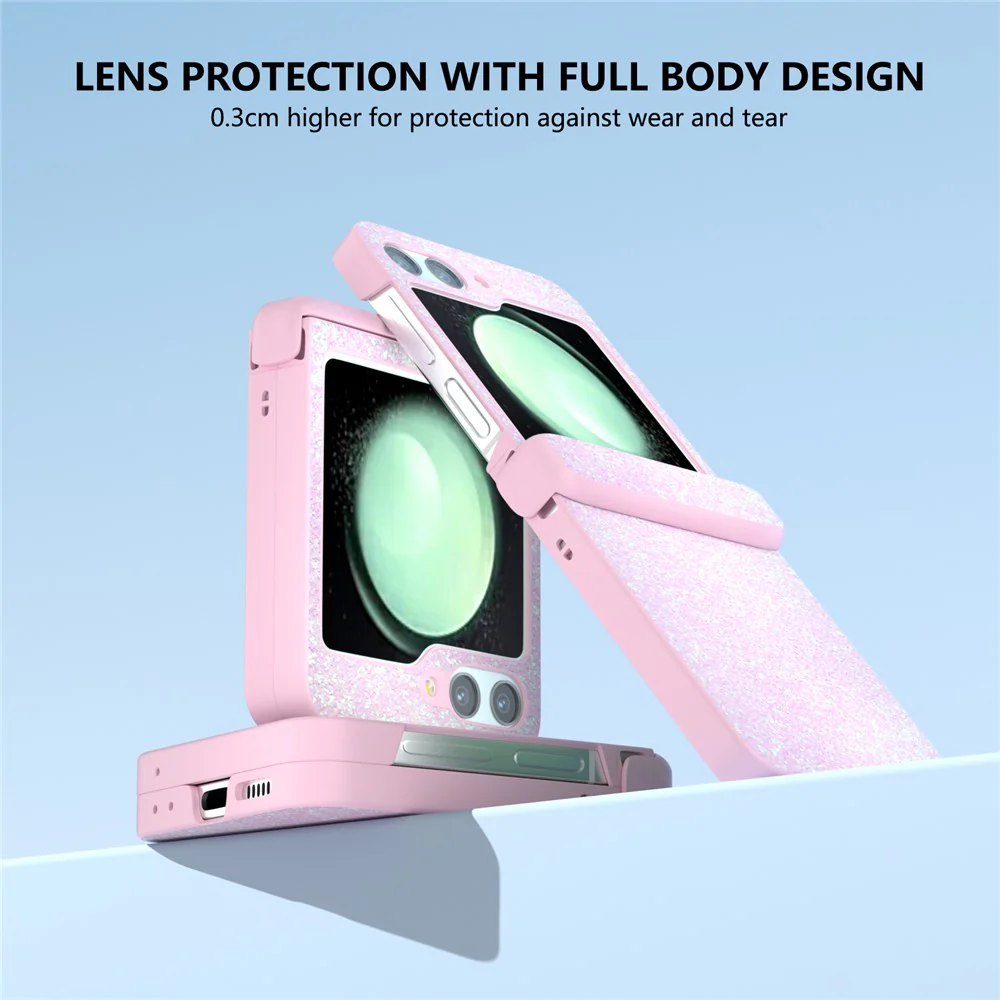 For Samsung Galaxy Z Flip7 FE 5G / Z Flip6 5G Phone Case Wholesale PC+PU Leather Phone Shell - Gradient Pink - Image 4
