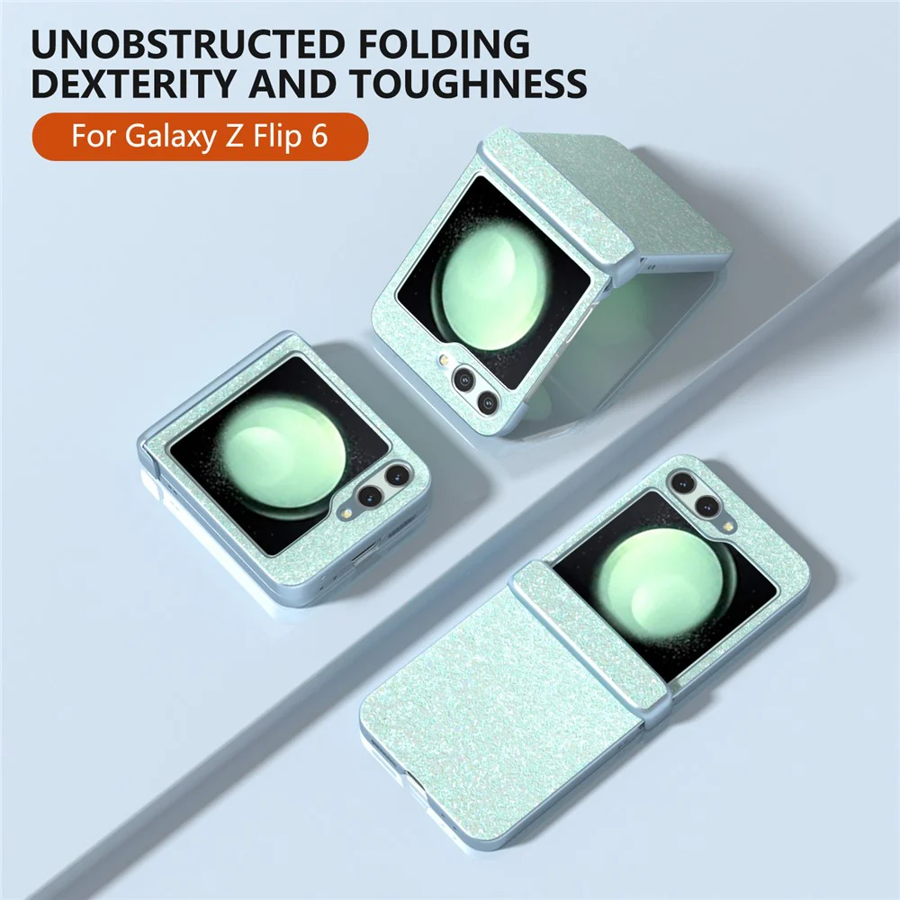 For Samsung Galaxy Z Flip7 FE 5G / Z Flip6 5G Phone Case Wholesale PC+PU Leather Phone Shell - Mint Green - Image 2