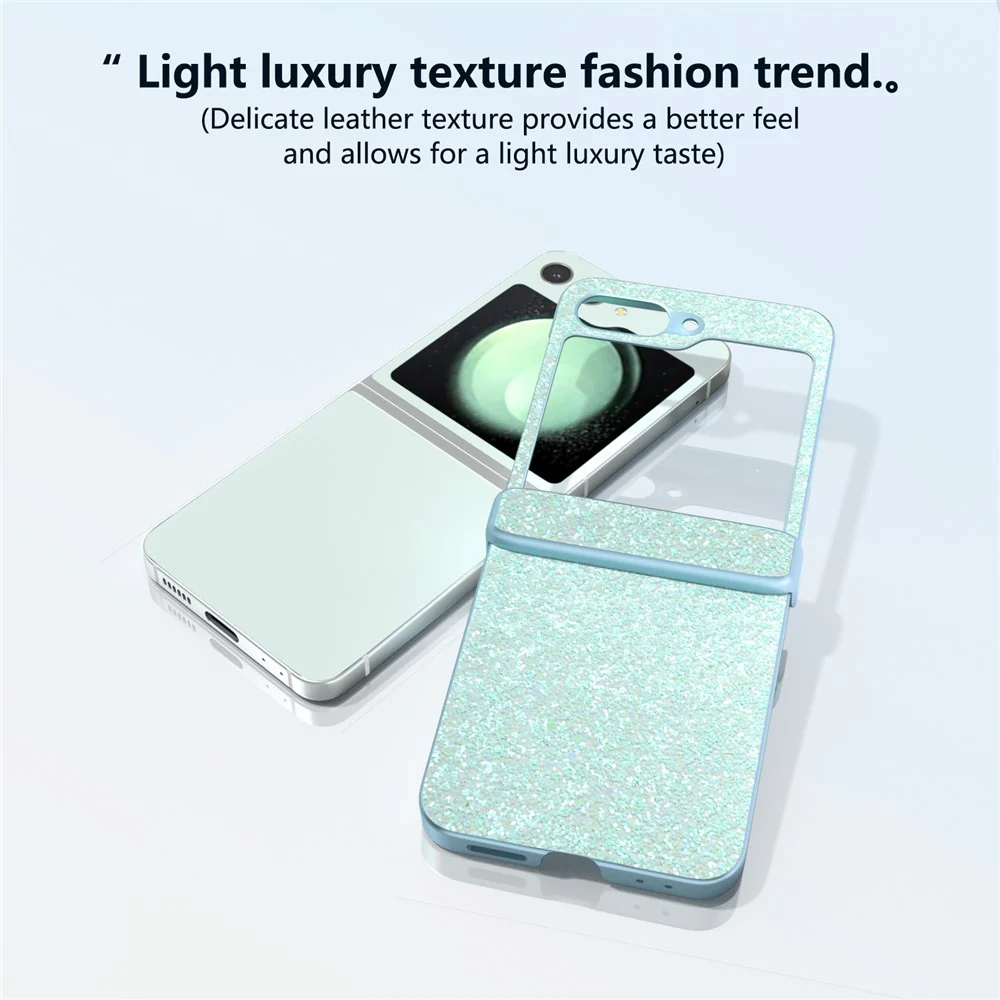 For Samsung Galaxy Z Flip7 FE 5G / Z Flip6 5G Phone Case Wholesale PC+PU Leather Phone Shell - Mint Green - Image 3
