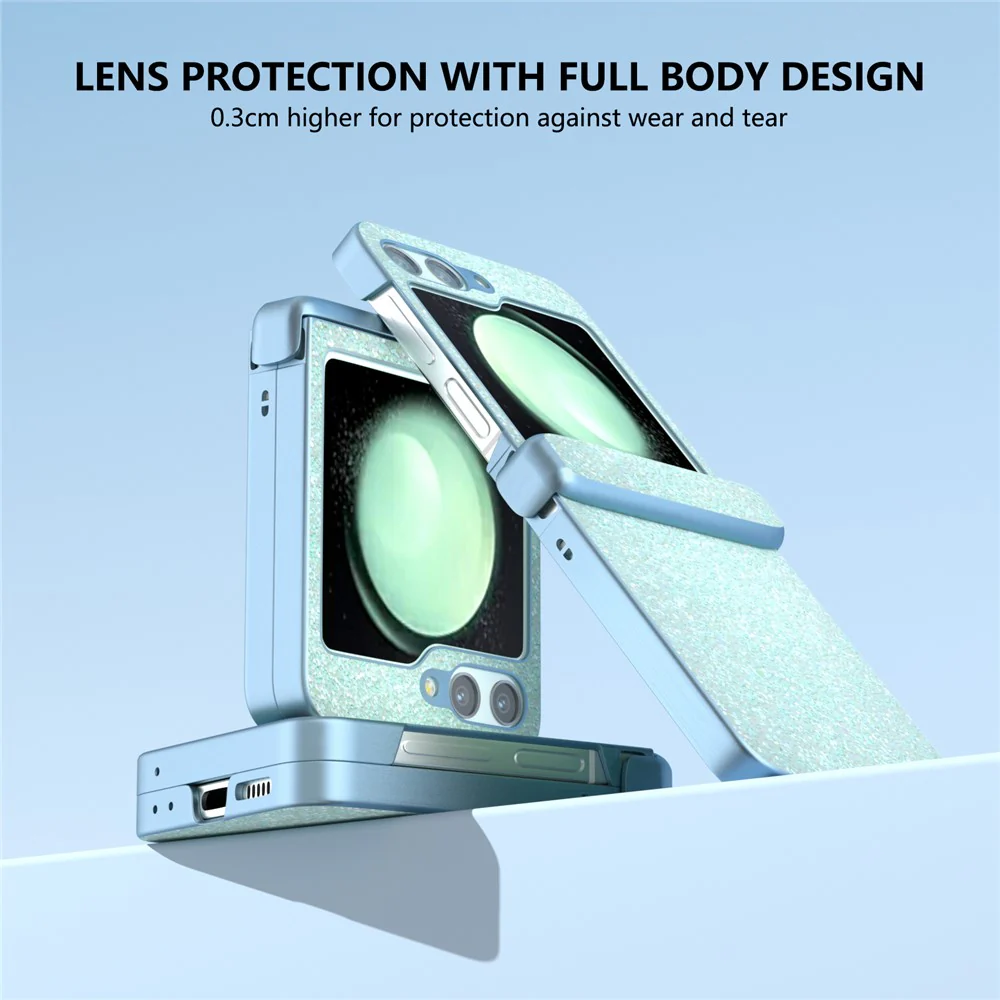 For Samsung Galaxy Z Flip7 FE 5G / Z Flip6 5G Phone Case Wholesale PC+PU Leather Phone Shell - Mint Green - Image 4