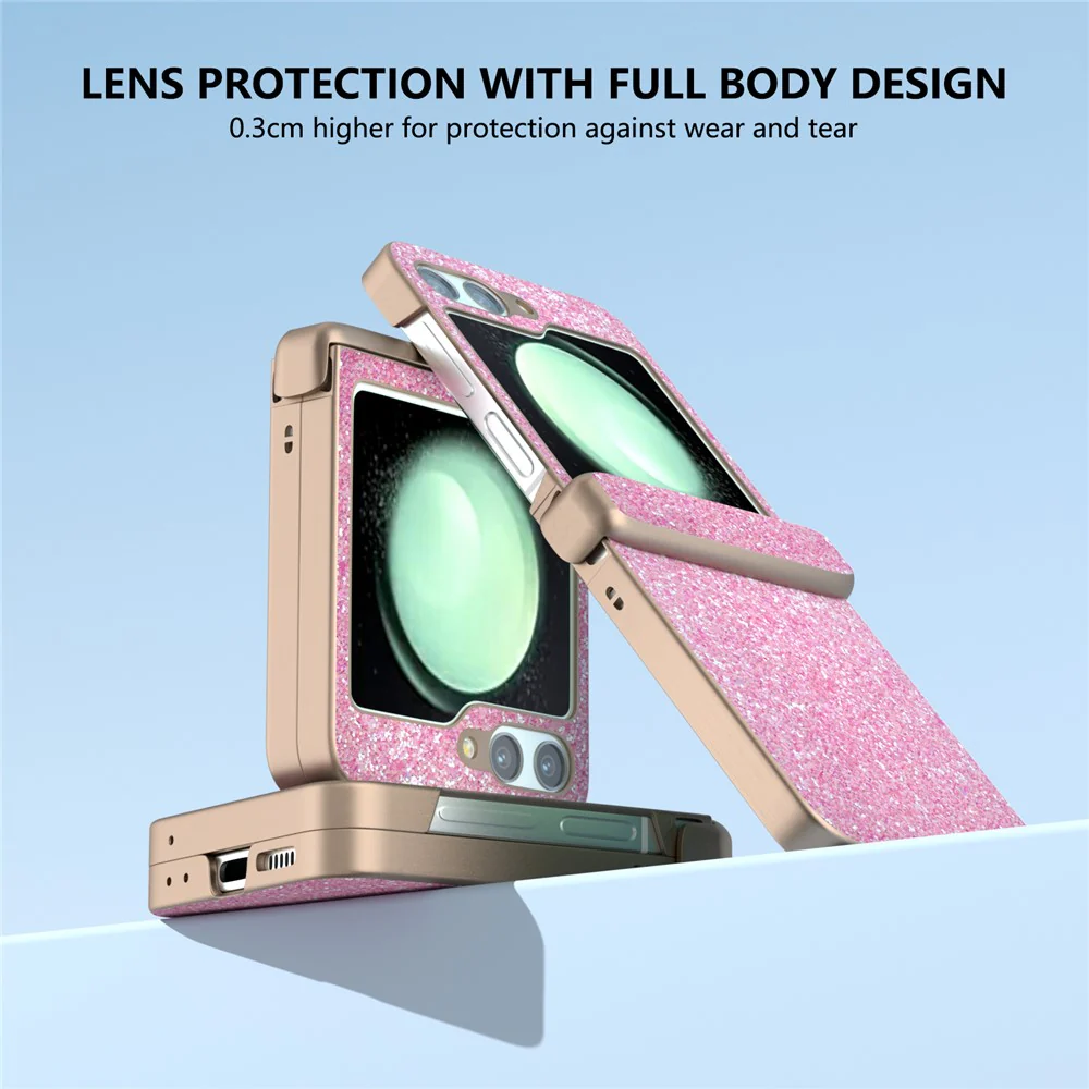 For Samsung Galaxy Z Flip7 FE 5G / Z Flip6 5G Phone Case Wholesale PC+PU Leather Phone Shell - Pink - Image 4