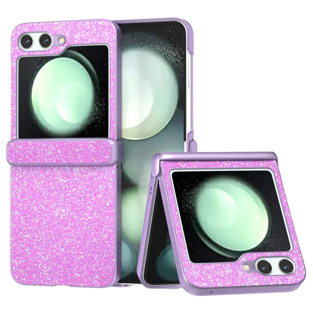 For Samsung Galaxy Z Flip7 FE 5G / Z Flip6 5G Phone Case Wholesale PC+PU Leather Phone Shell - Pinkish Purple