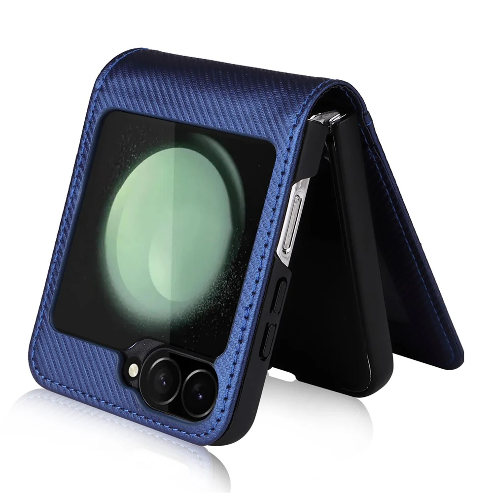 For Samsung Galaxy Z Flip7 FE 5G / Z Flip6 5G PU Leather+PC Phone Case Card Holder Mobile Phone Cover - Blue - Image 3