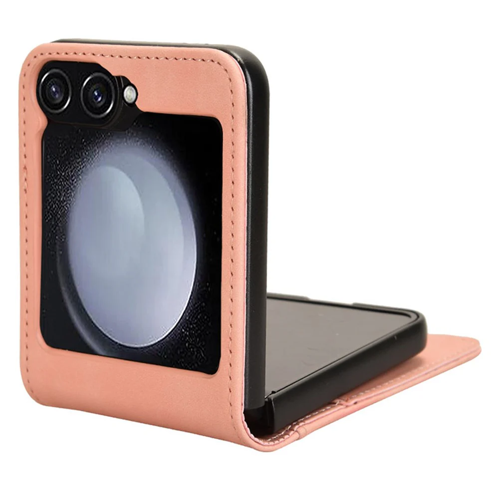 For Samsung Galaxy Z Flip7 FE 5G / Z Flip6 5G PU Leather+PC Phone Case Separable Design Card Slot Skin-Touch Cover - Pink - Image 3
