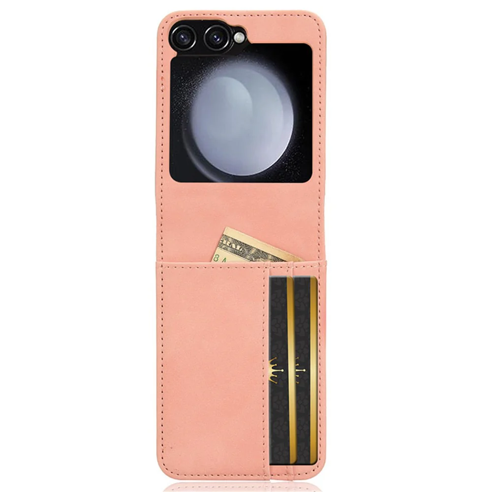 For Samsung Galaxy Z Flip7 FE 5G / Z Flip6 5G PU Leather+PC Phone Case Separable Design Card Slot Skin-Touch Cover - Pink - Image 4