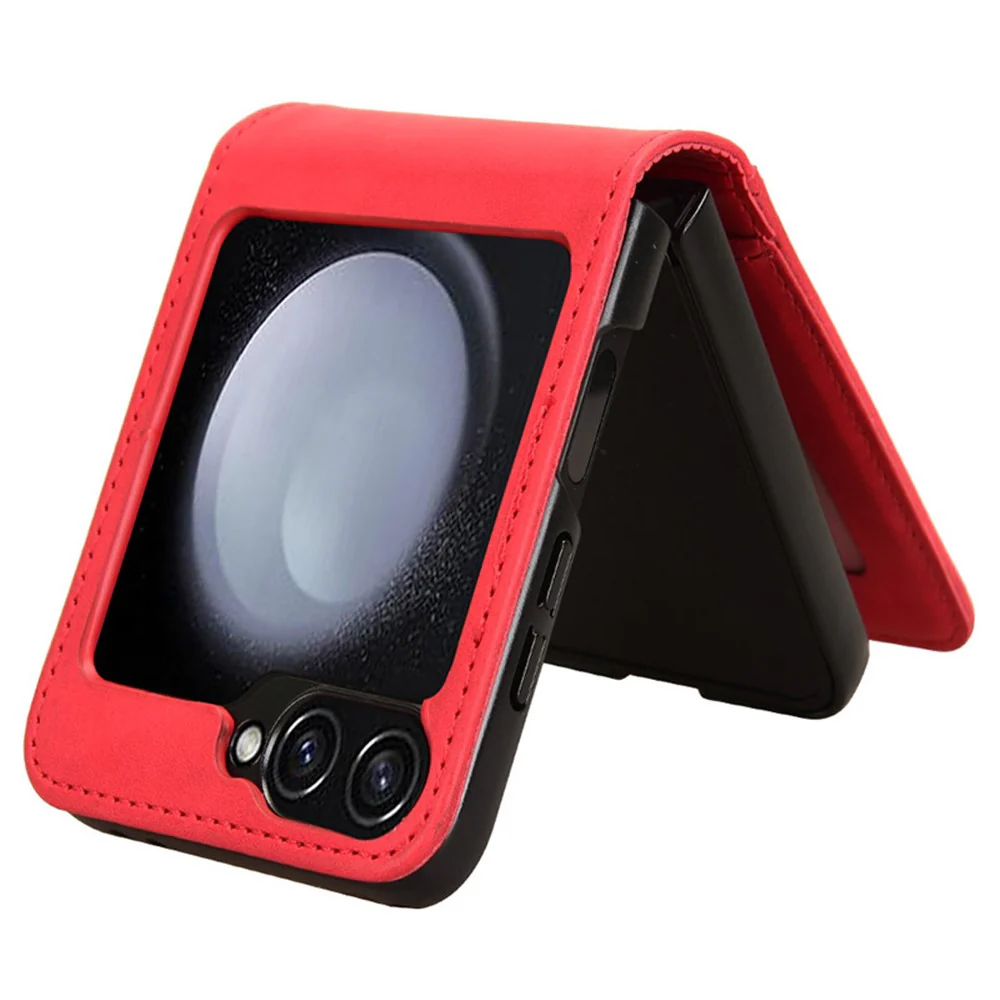 For Samsung Galaxy Z Flip7 FE 5G / Z Flip6 5G PU Leather+PC Phone Case Separable Design Card Slot Skin-Touch Cover - Red - Image 2