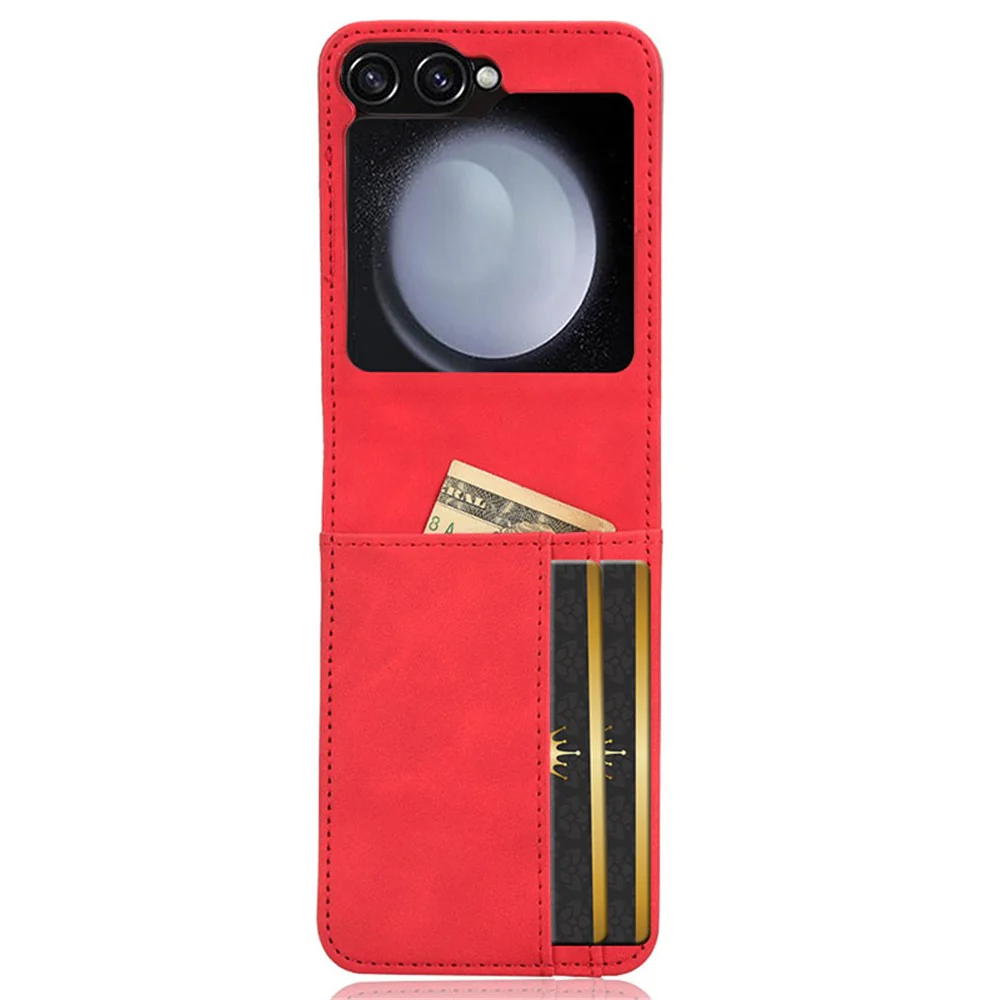 For Samsung Galaxy Z Flip7 FE 5G / Z Flip6 5G PU Leather+PC Phone Case Separable Design Card Slot Skin-Touch Cover - Red - Image 4