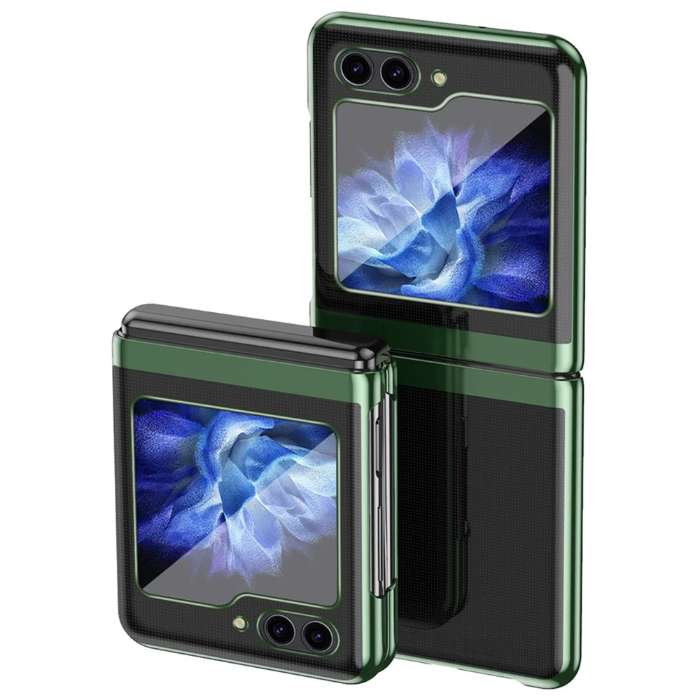 For Samsung Galaxy Z Flip7 FE 5G / Z Flip6 5G / Z Flip5 5G Case Clear PC Electroplating Hard Phone Cover - Midnight Green