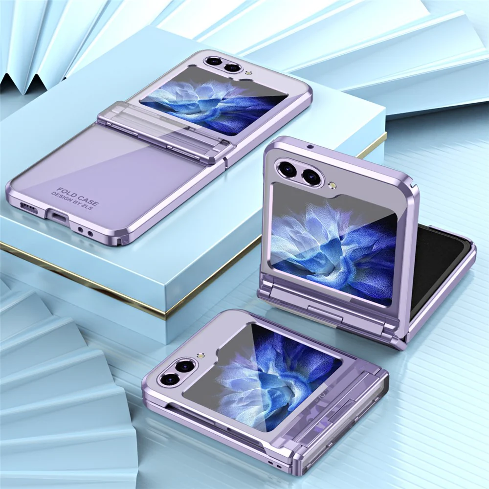 For Samsung Galaxy Z Flip7 FE 5G / Z Flip6 5G / Z Flip5 5G Case Electroplating Hard PC Folding Phone Cover - Purple - Image 4
