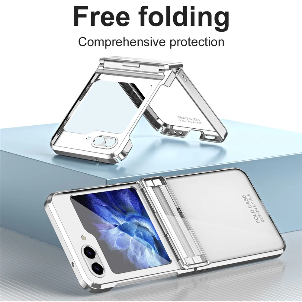 For Samsung Galaxy Z Flip7 FE 5G / Z Flip6 5G / Z Flip5 5G Case Electroplating Hard PC Folding Phone Cover - Silver - Image 2
