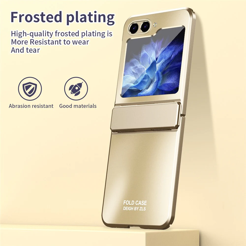 For Samsung Galaxy Z Flip7 FE 5G / Z Flip6 5G / Z Flip5 5G Case Electroplating PC Hard Phone Cover - Gold - Image 7