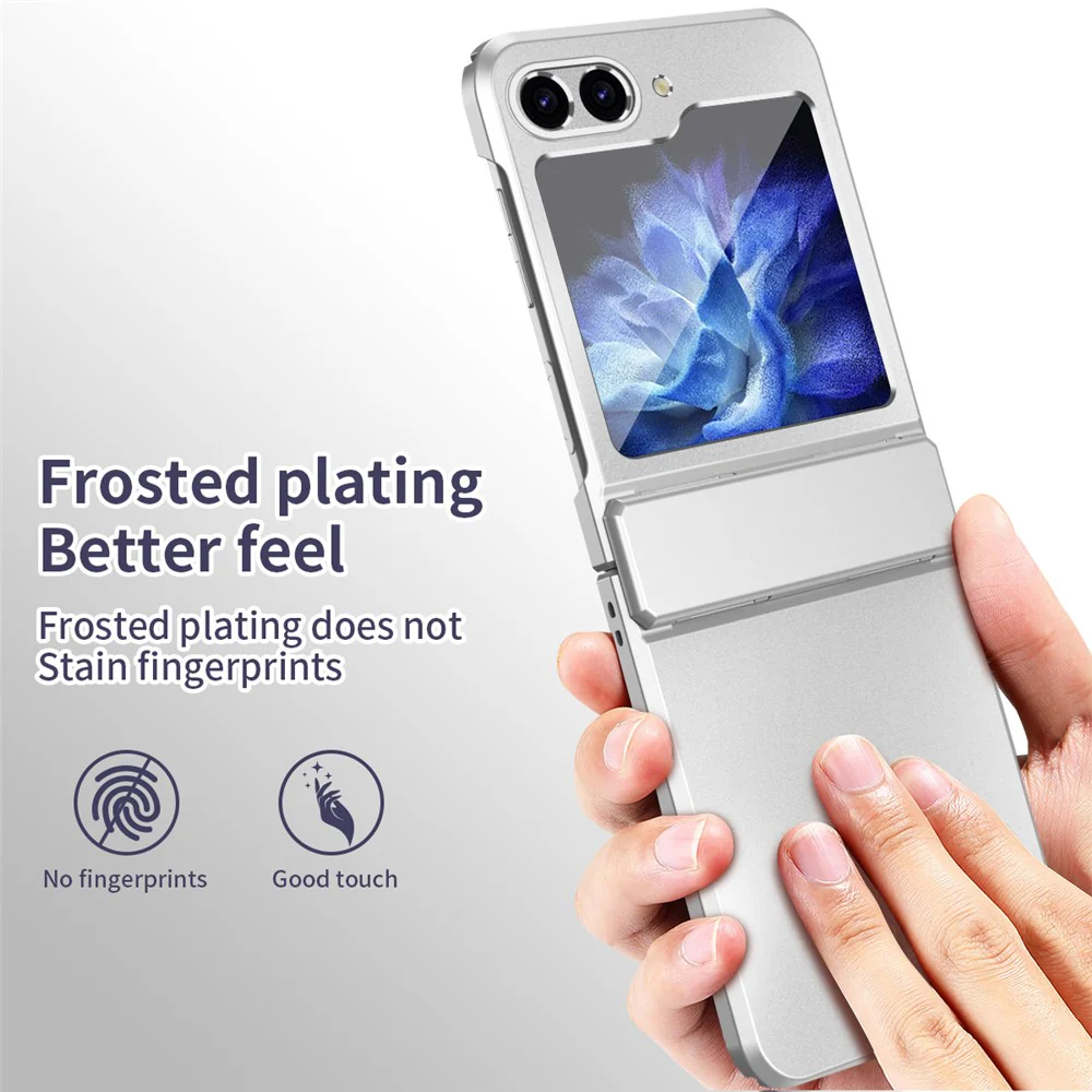 For Samsung Galaxy Z Flip7 FE 5G / Z Flip6 5G / Z Flip5 5G Case Electroplating PC Hard Phone Cover - Silver - Image 3