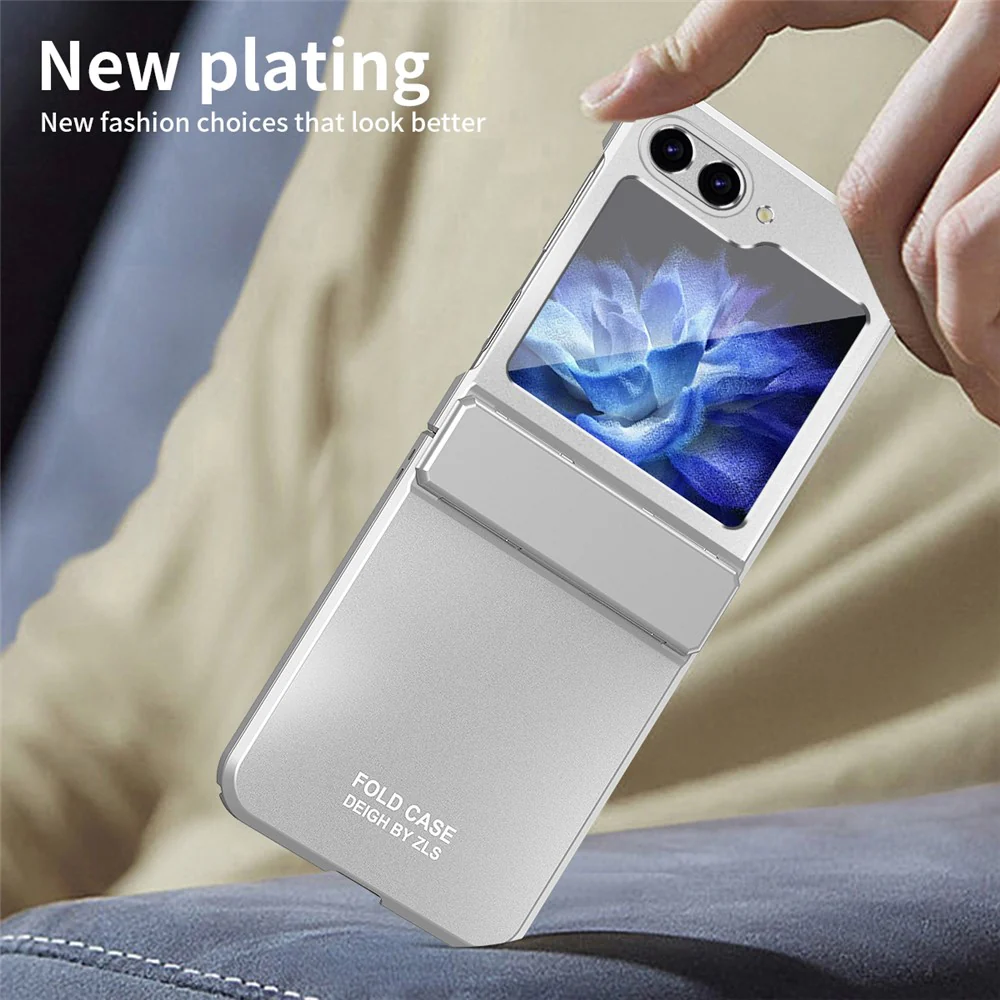 For Samsung Galaxy Z Flip7 FE 5G / Z Flip6 5G / Z Flip5 5G Case Electroplating PC Hard Phone Cover - Silver - Image 6