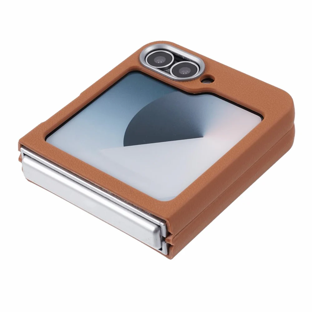 For Samsung Galaxy Z Flip7 FE 5G / Z Flip6 5G / Z Flip5 5G Case Leather Textured TPU Shockproof Phone Cover - Brown - Image 4