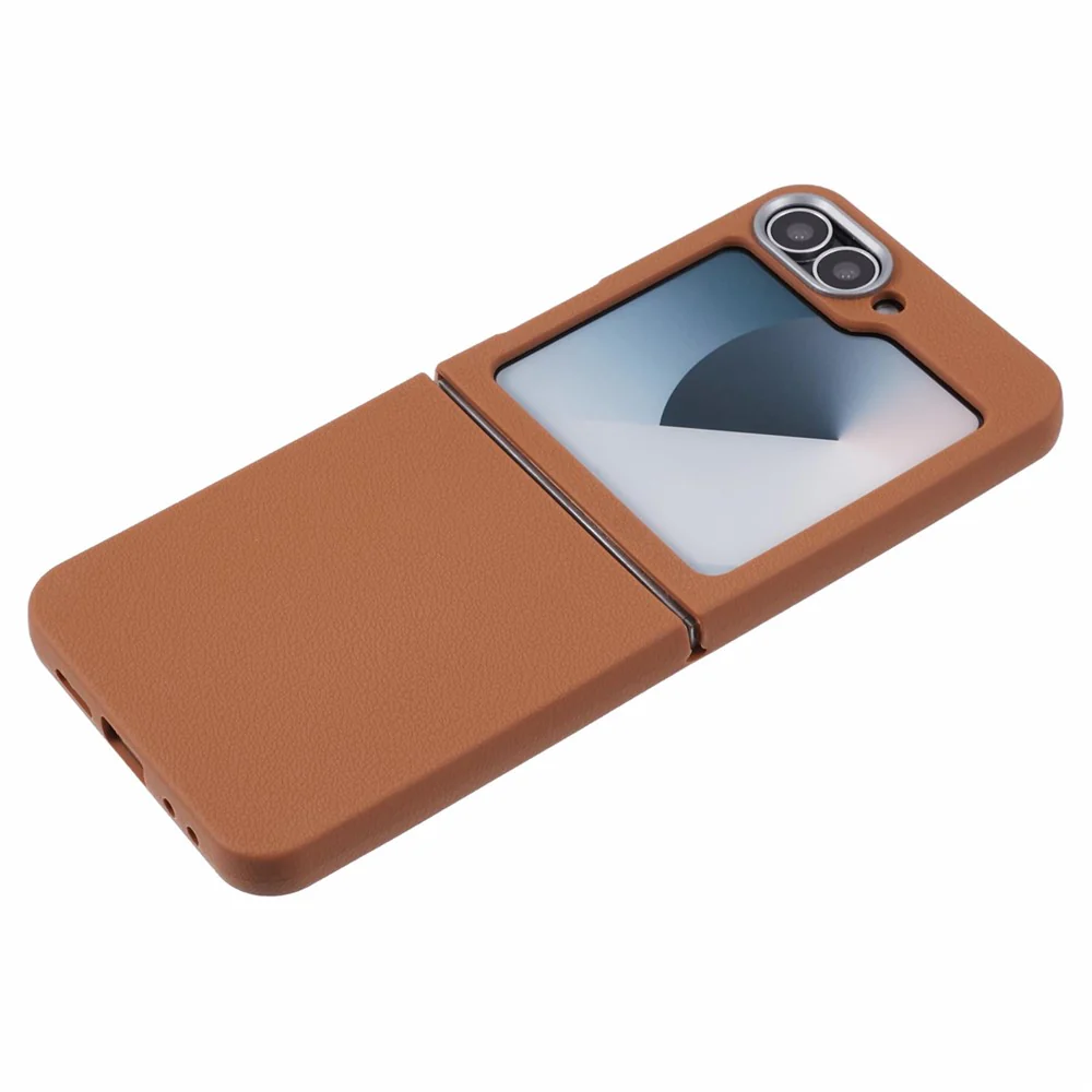 For Samsung Galaxy Z Flip7 FE 5G / Z Flip6 5G / Z Flip5 5G Case Leather Textured TPU Shockproof Phone Cover - Brown - Image 5