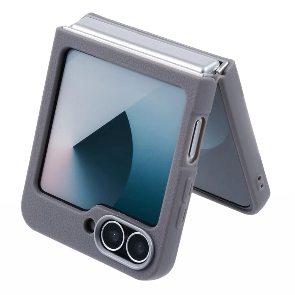 For Samsung Galaxy Z Flip7 FE 5G / Z Flip6 5G / Z Flip5 5G Case Leather Textured TPU Shockproof Phone Cover - Grey - Image 3