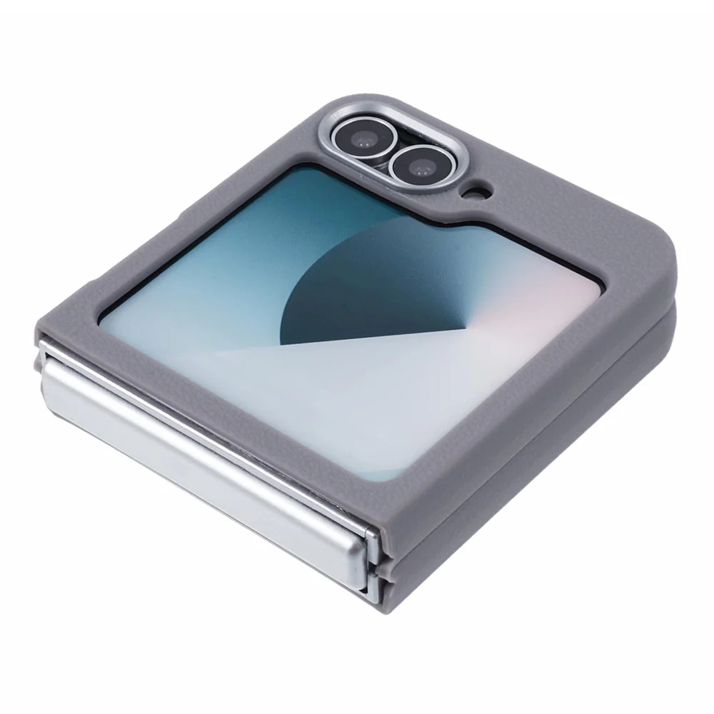 For Samsung Galaxy Z Flip7 FE 5G / Z Flip6 5G / Z Flip5 5G Case Leather Textured TPU Shockproof Phone Cover - Grey - Image 4