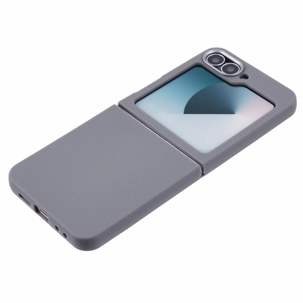 For Samsung Galaxy Z Flip7 FE 5G / Z Flip6 5G / Z Flip5 5G Case Leather Textured TPU Shockproof Phone Cover - Grey - Image 5