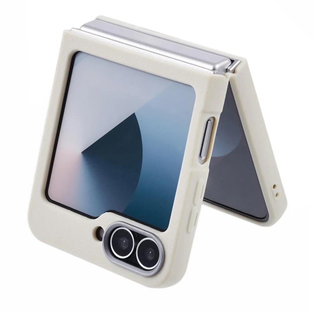 For Samsung Galaxy Z Flip7 FE 5G / Z Flip6 5G / Z Flip5 5G Case Leather Textured TPU Shockproof Phone Cover - White - Image 3