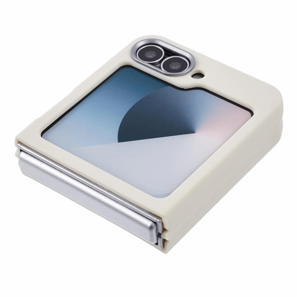 For Samsung Galaxy Z Flip7 FE 5G / Z Flip6 5G / Z Flip5 5G Case Leather Textured TPU Shockproof Phone Cover - White - Image 4