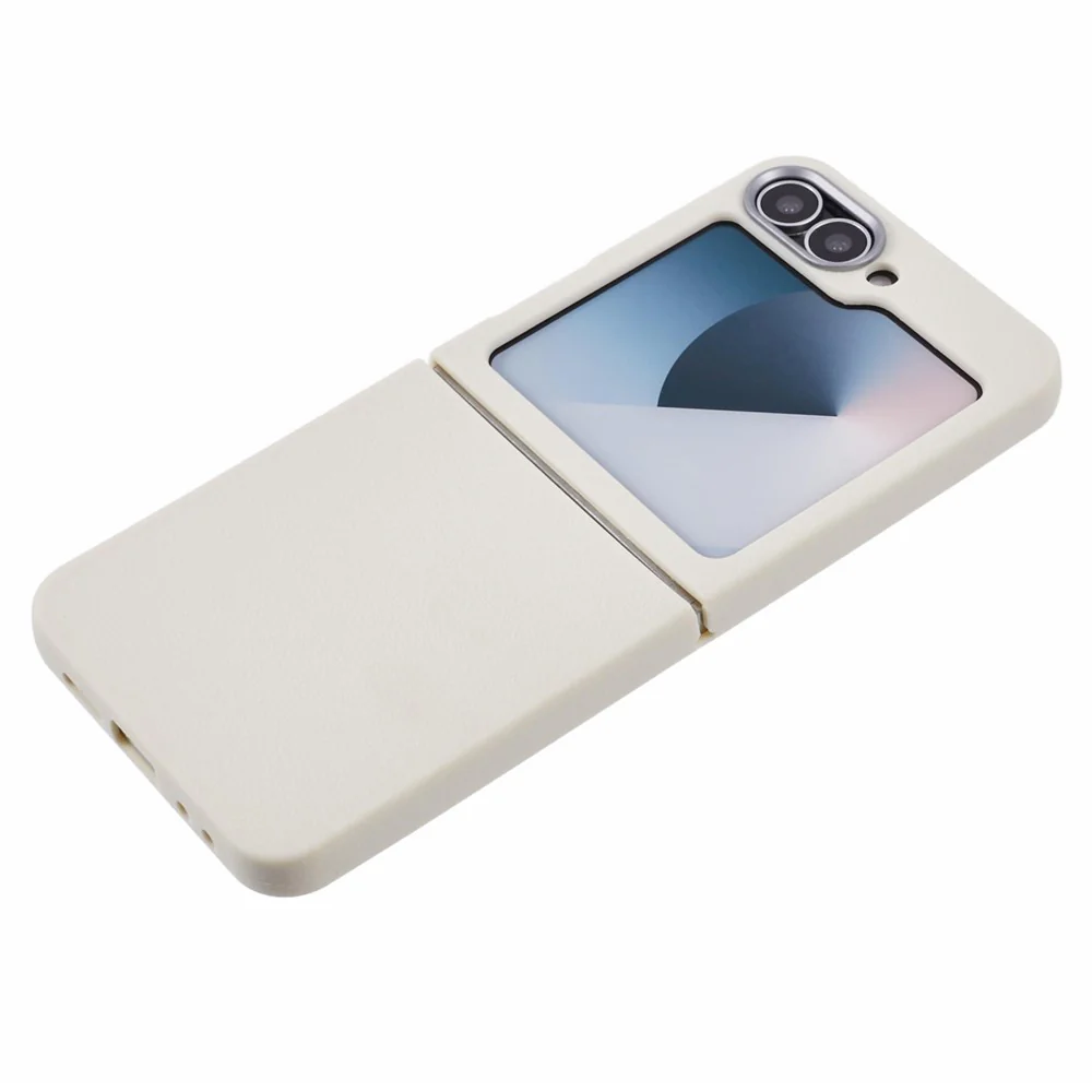 For Samsung Galaxy Z Flip7 FE 5G / Z Flip6 5G / Z Flip5 5G Case Leather Textured TPU Shockproof Phone Cover - White - Image 5